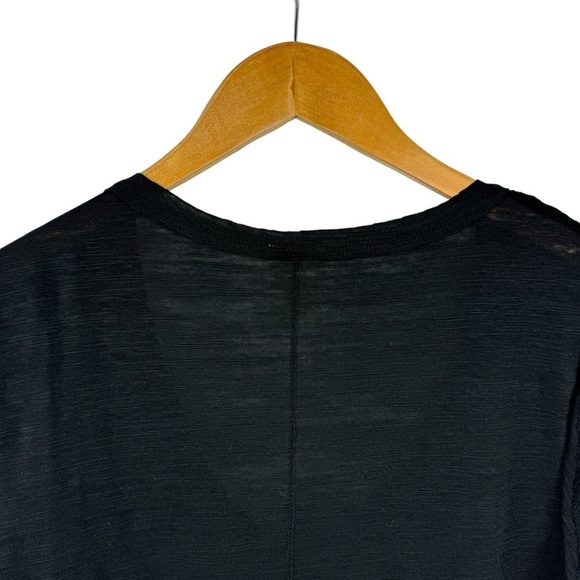 Free People We The Free Sundance Tee Top Black Slouchy V Neck Distressed Size XS - Picture 9 of 13